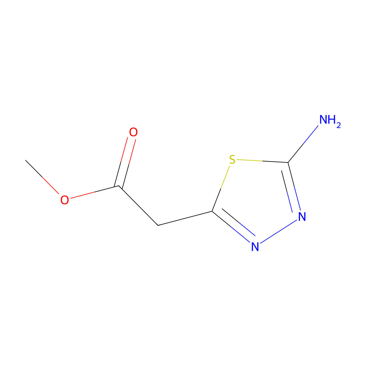 (5-Amino-[1,3,4]thiadiazol-2-yl)-acetic acid methyl ester molecular structure, CAS 181370-69-4