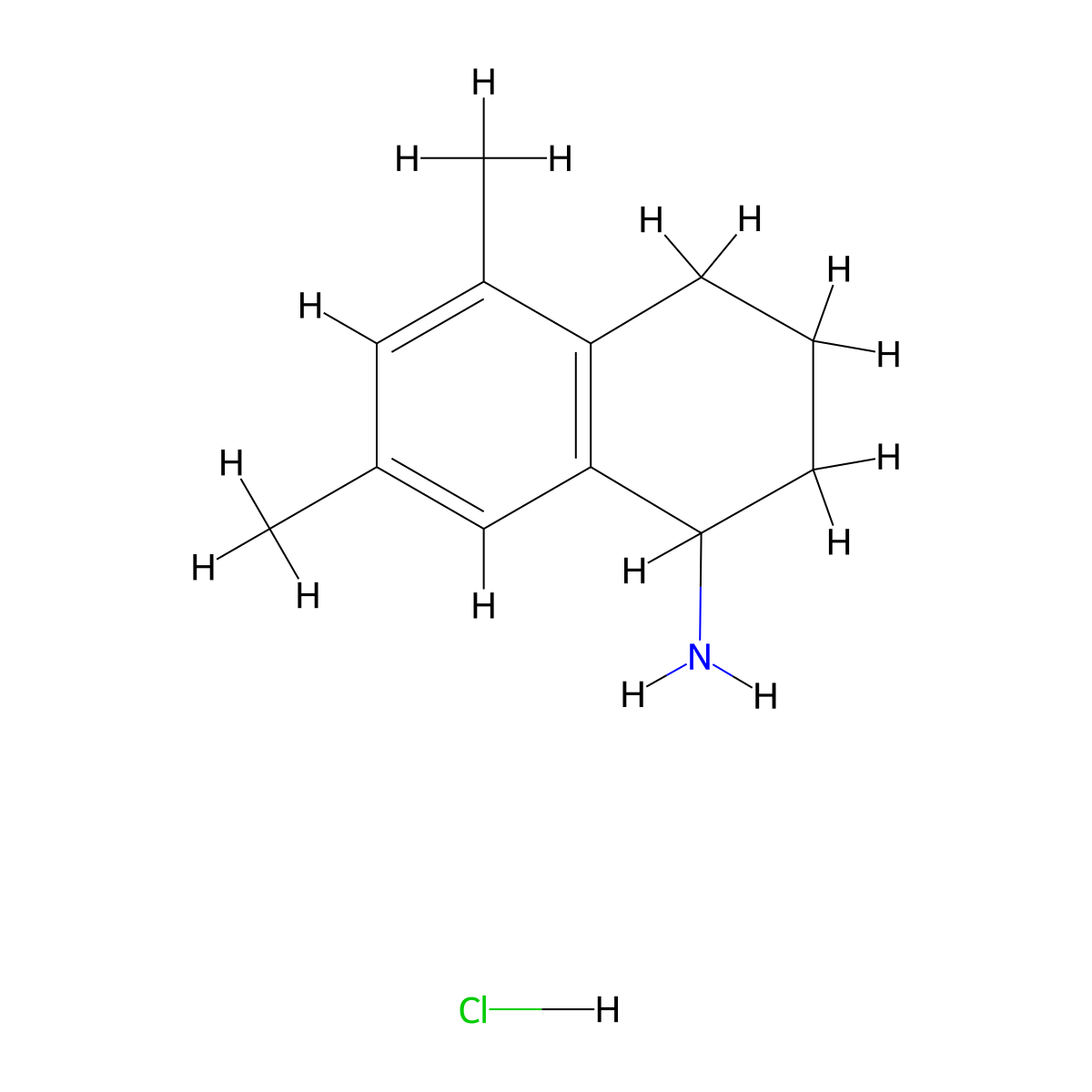 1-Naphthalenamine, 1,2,3,4-tetrahydro-5,7-dimethyl-, hydrochloride molecular structure, CAS 181424-46-4