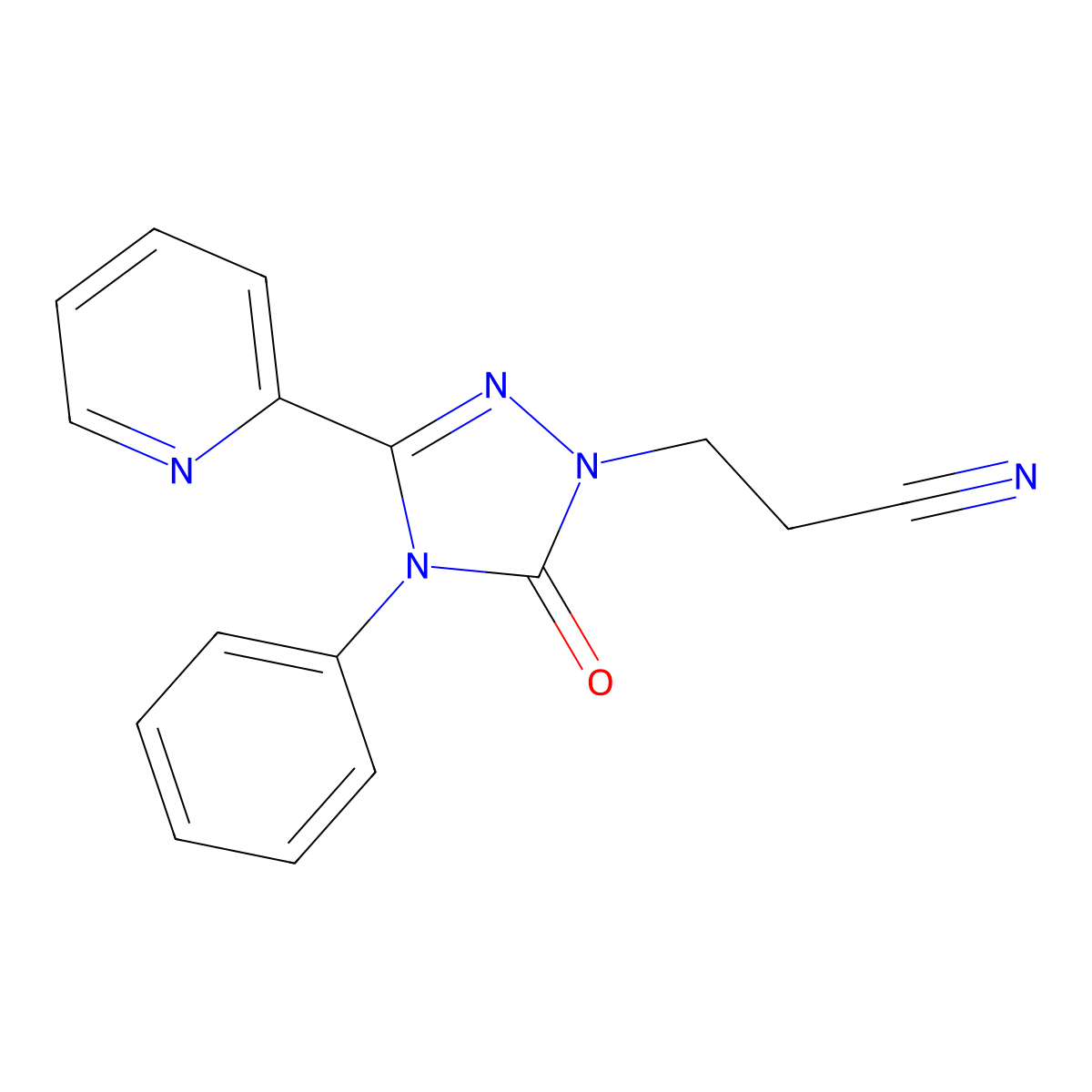 4,5-Dihydro-5-oxo-4-phenyl-3-(2-pyridinyl)-1H-1,2,4-triazole-1-propanenitrile molecular structure, CAS 181425-92-3