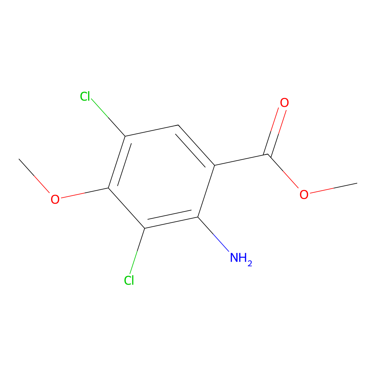 Methyl 2-amino-3,5-dichloro-4-methoxybenzoate molecular structure, CAS 181434-34-4