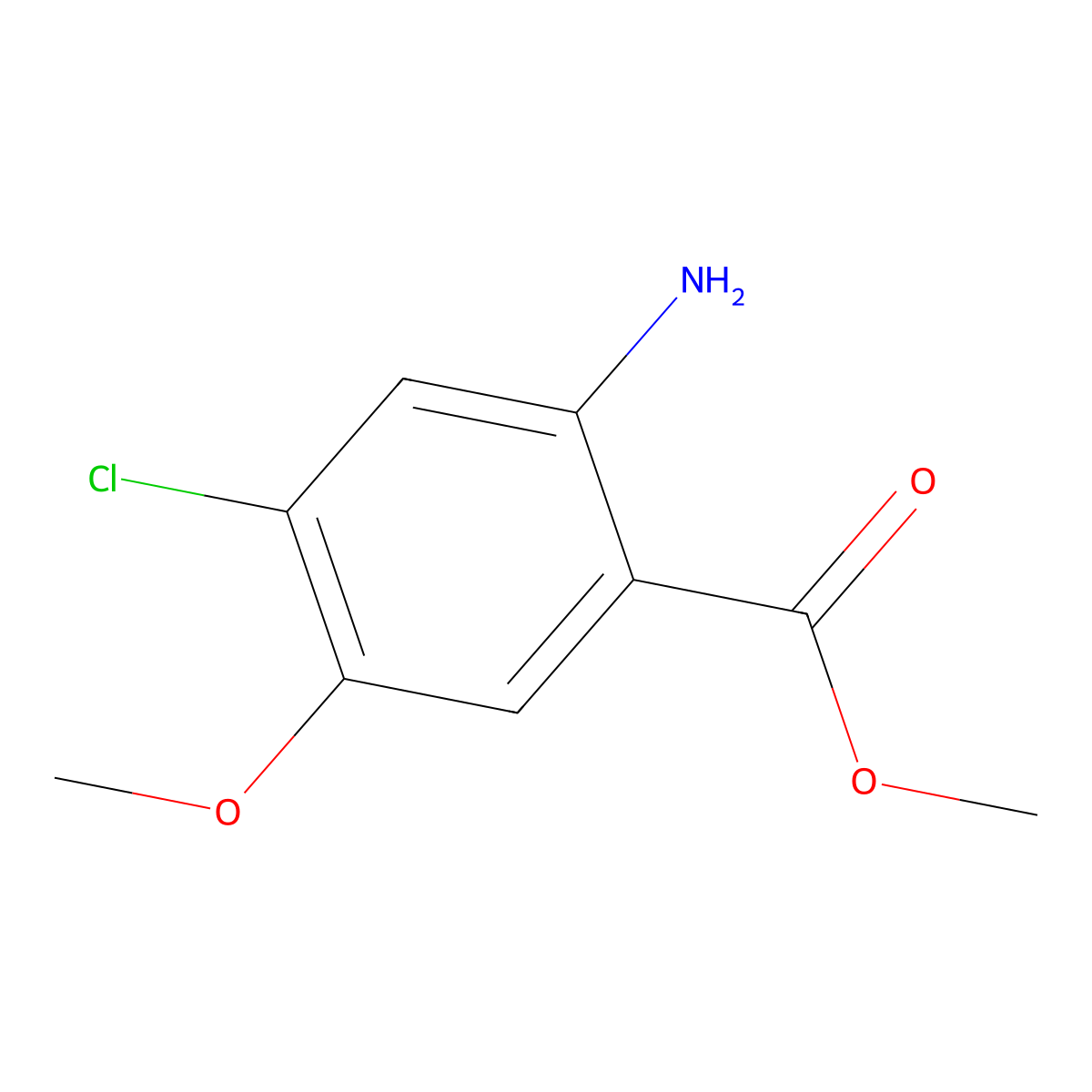 Methyl 2-amino-4-chloro-5-methoxybenzoate molecular structure, CAS 181434-36-6