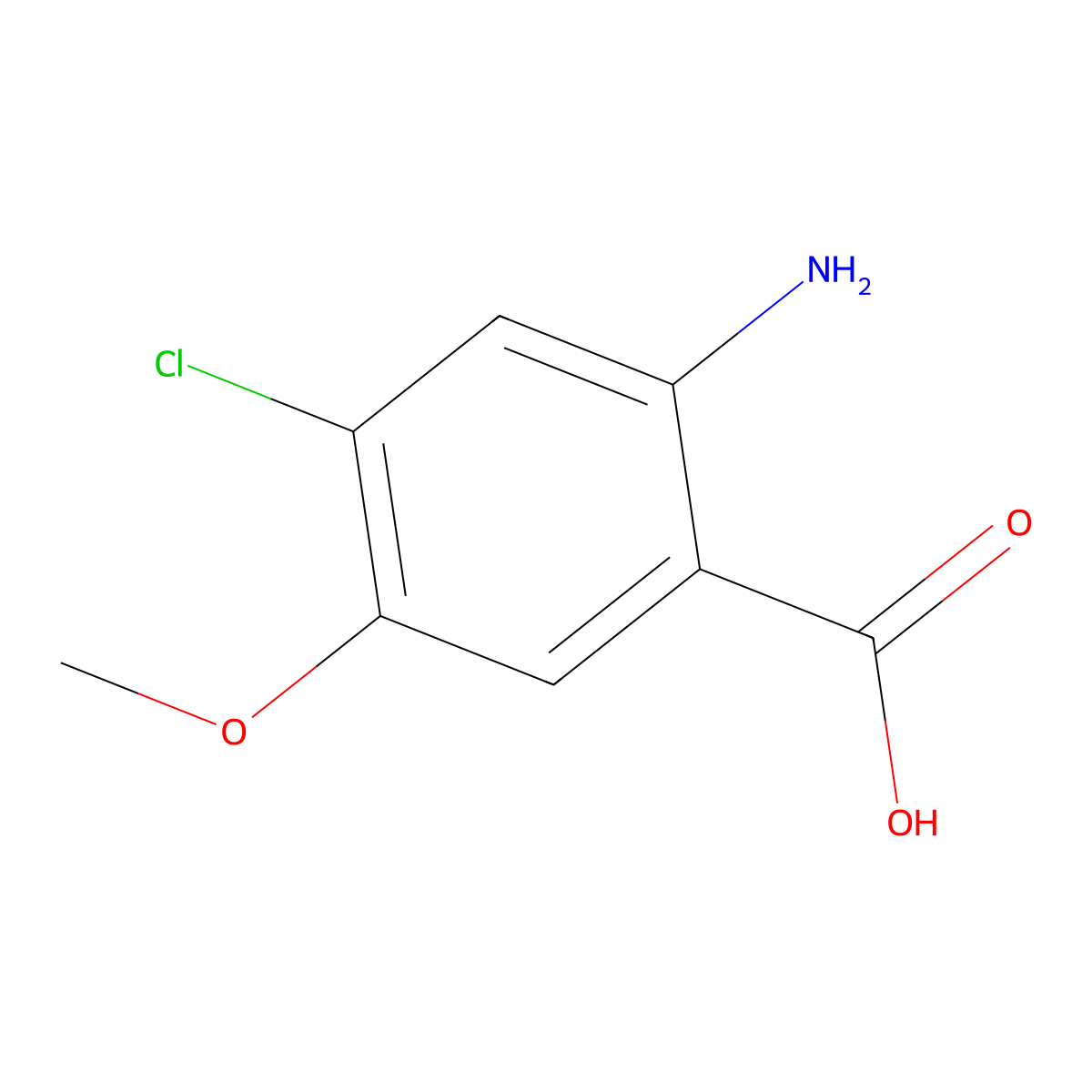 2-Amino-4-chloro-5-methoxybenzoic acid molecular structure, CAS 181434-76-4