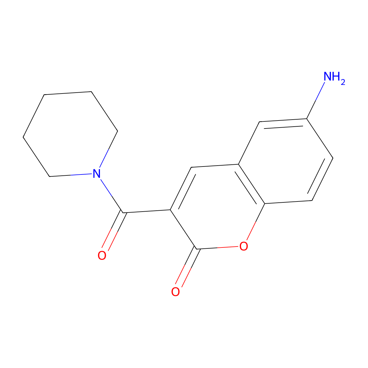 Coumarin, 6-amino-3-(piperidinocarbonyl)- molecular structure, CAS 18144-56-4