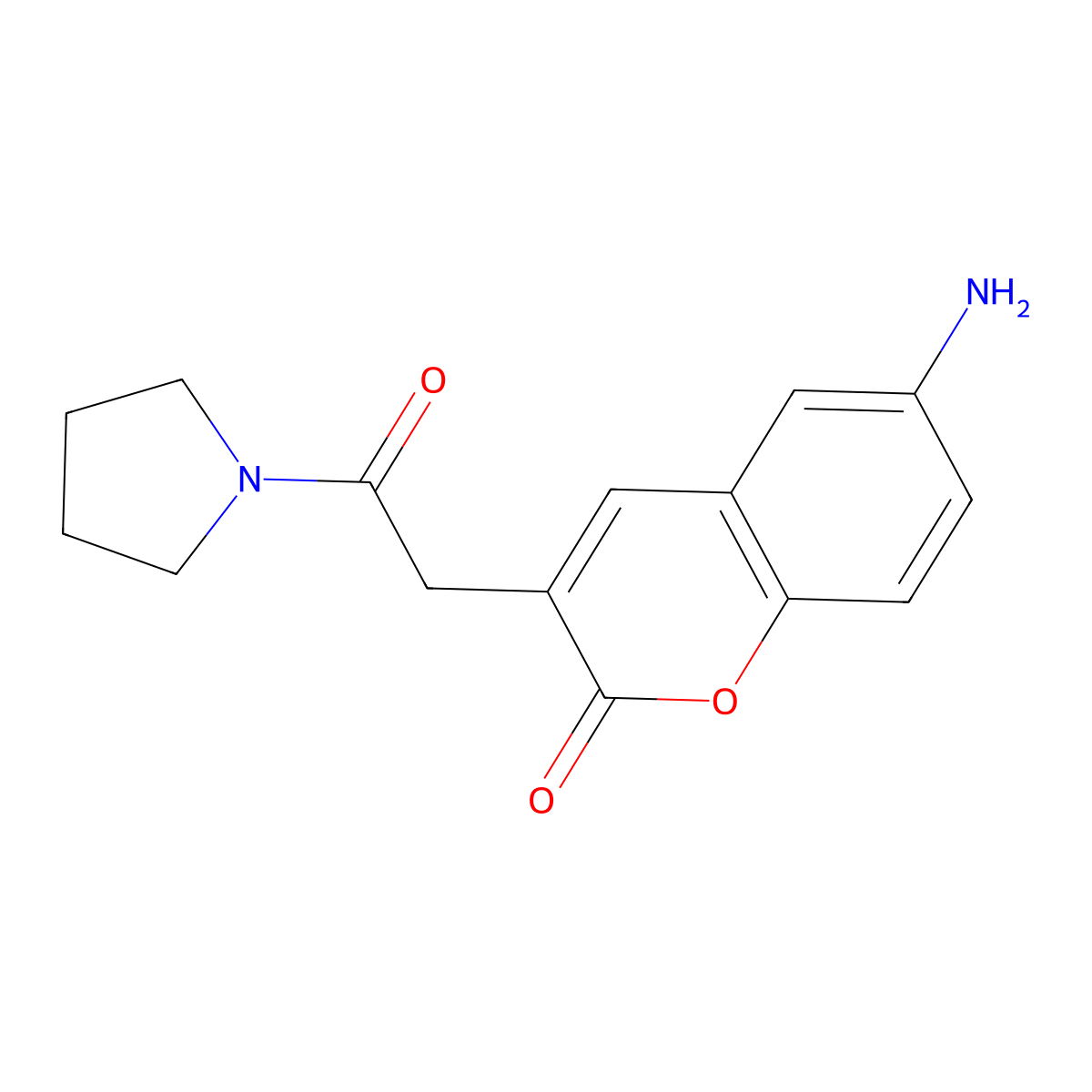 Coumarin, 6-amino-3-((1-pyrrolidinylcarbonyl)methyl)- molecular structure, CAS 18144-58-6