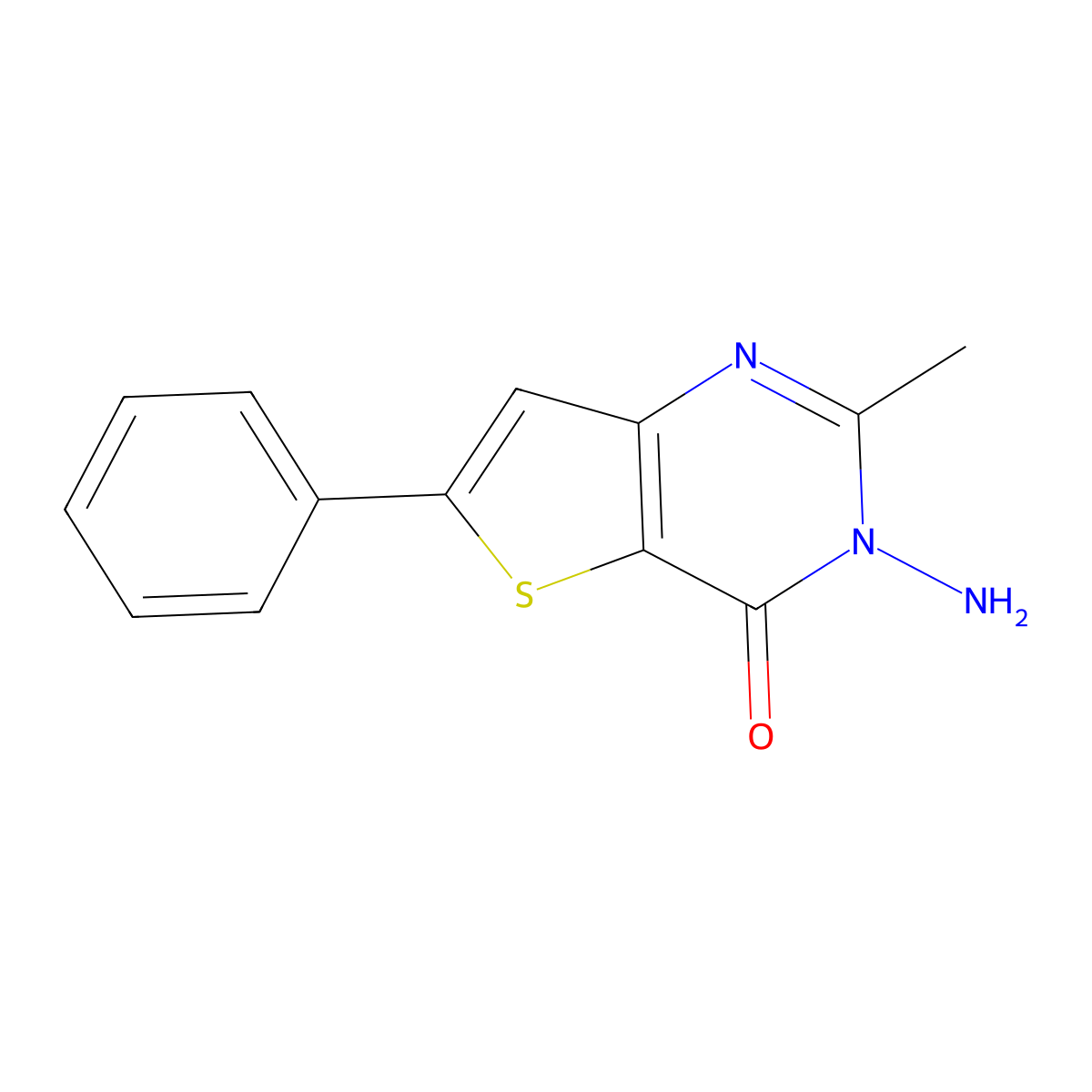 3-amino-2-methyl-6-phenylthieno[3,2-d]pyrimidin-4(3H)-one molecular structure, CAS 181478-28-4