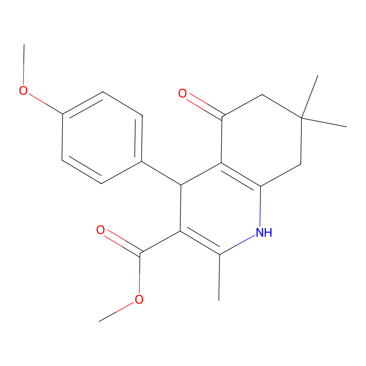 Methyl 4-(4-methoxyphenyl)-2,7,7-trimethyl-5-oxo-1,4,5,6,7,8-hexahydroquinoline-3-carboxylate molecular structure, CAS 181480-17-1