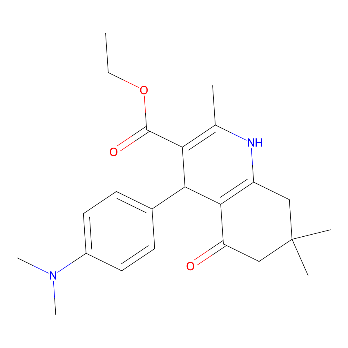 Ethyl 4-[4-(dimethylamino)phenyl]-2,7,7-trimethyl-5-oxo-1,4,5,6,7,8-hexahydroquinoline-3-carboxylate molecular structure, CAS 181480-23-9