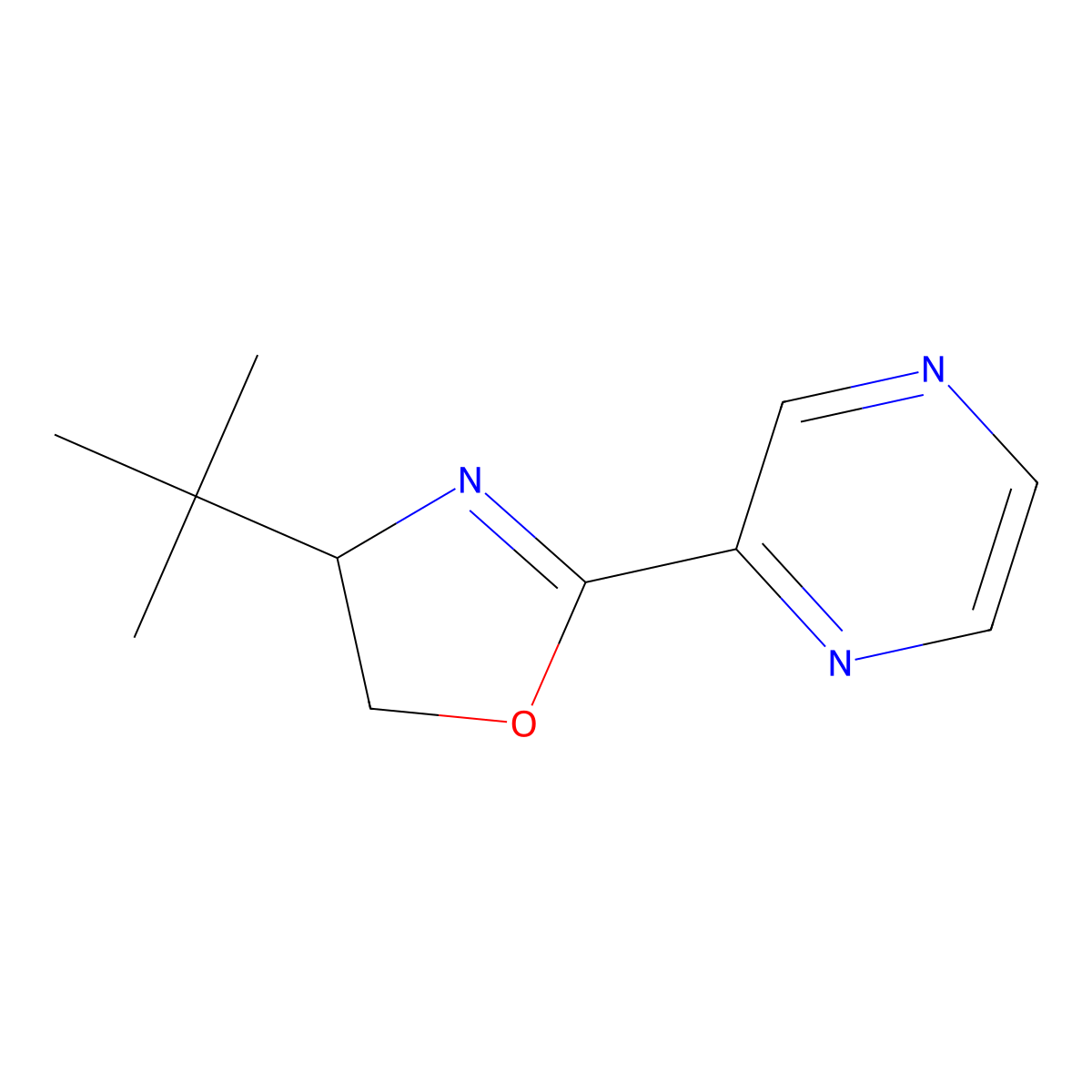 (S)-4-(tert-Butyl)-2-(pyrazin-2-yl)-4,5-dihydrooxazole molecular structure, CAS 1814890-52-2