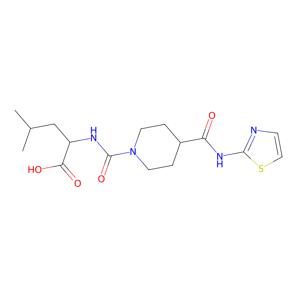 (4-(Thiazol-2-ylcarbamoyl)piperidine-1-carbonyl)-L-leucine molecular structure, CAS 1814897-92-1