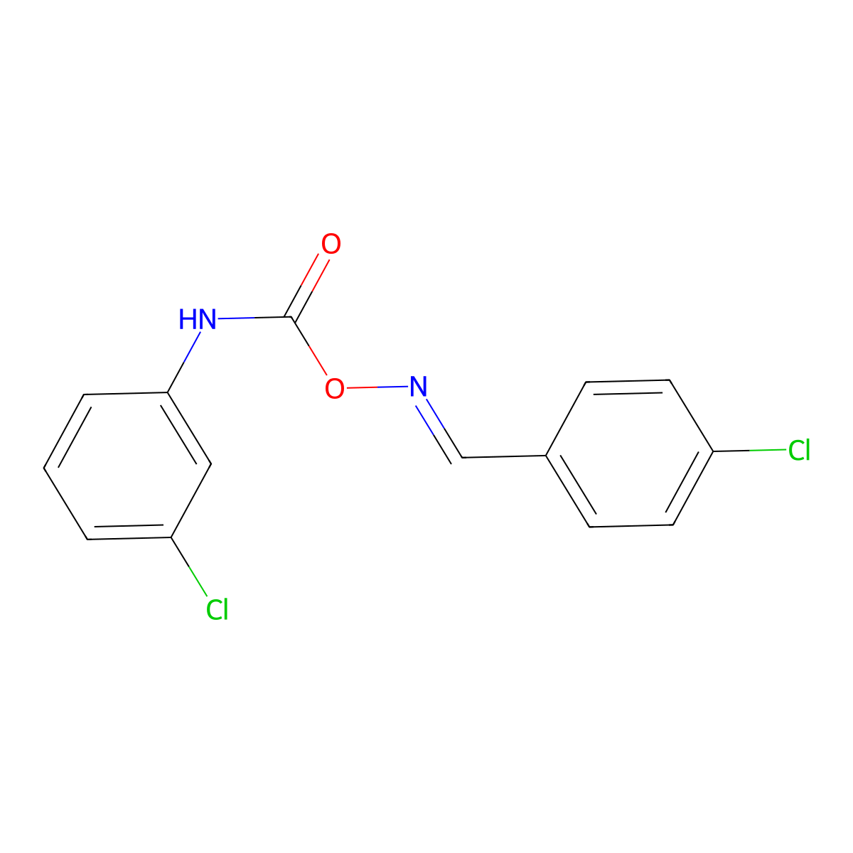 Benzaldehyde, p-chloro-, O-[(m-chlorophenyl)carbamoyl]oxime molecular structure, CAS 18149-21-8