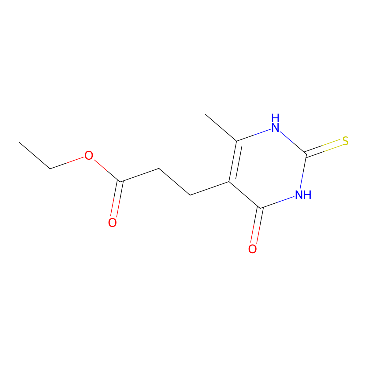 Ethyl 3-(4-hydroxy-6-methyl-2-sulfanylpyrimidin-5-yl)propanoate molecular structure, CAS 18149-74-1