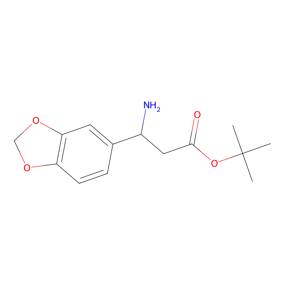 tert-butyl (3S)-3-amino-3-(1,3-dioxaindan-5-yl)propanoate molecular structure, CAS 181517-85-1