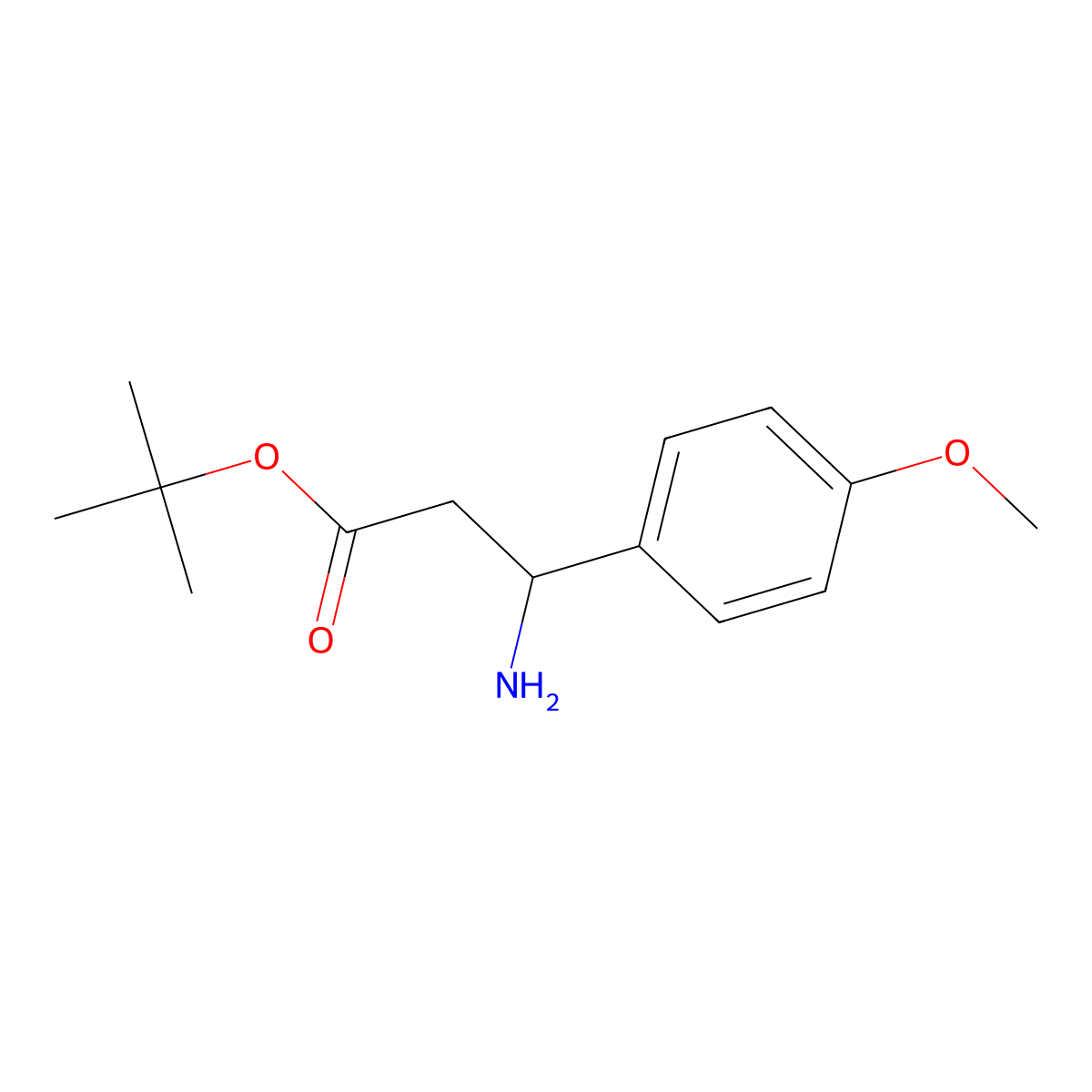 tert-butyl (3S)-3-amino-3-(4-methoxyphenyl)propanoate molecular structure, CAS 181517-88-4