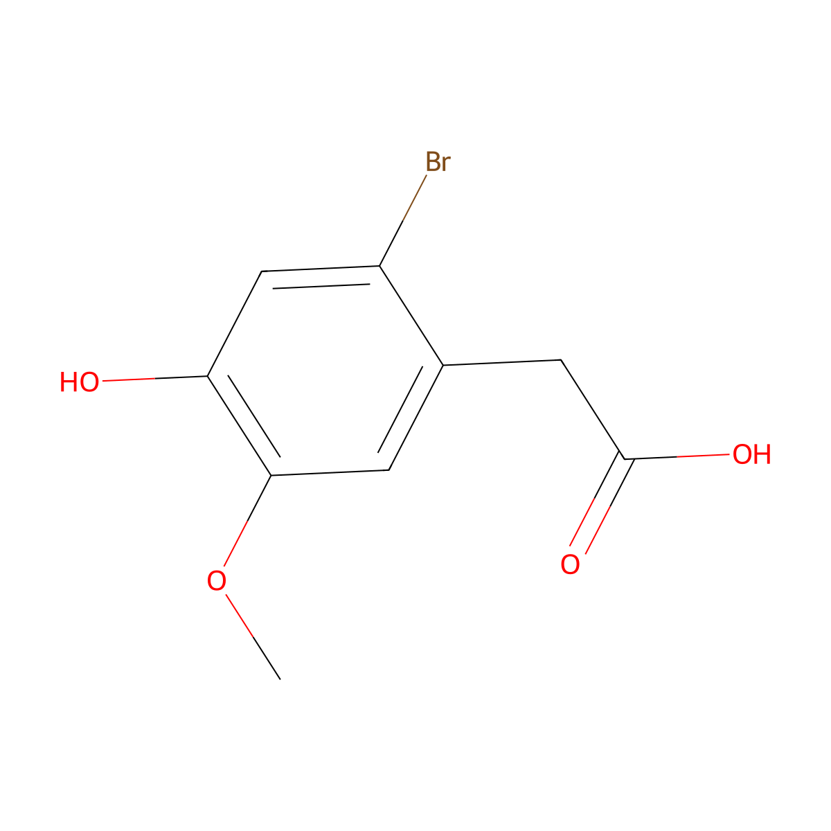 2-Bromo-4-hydroxy-5-methoxyphenylacetic acid molecular structure, CAS 181517-98-6