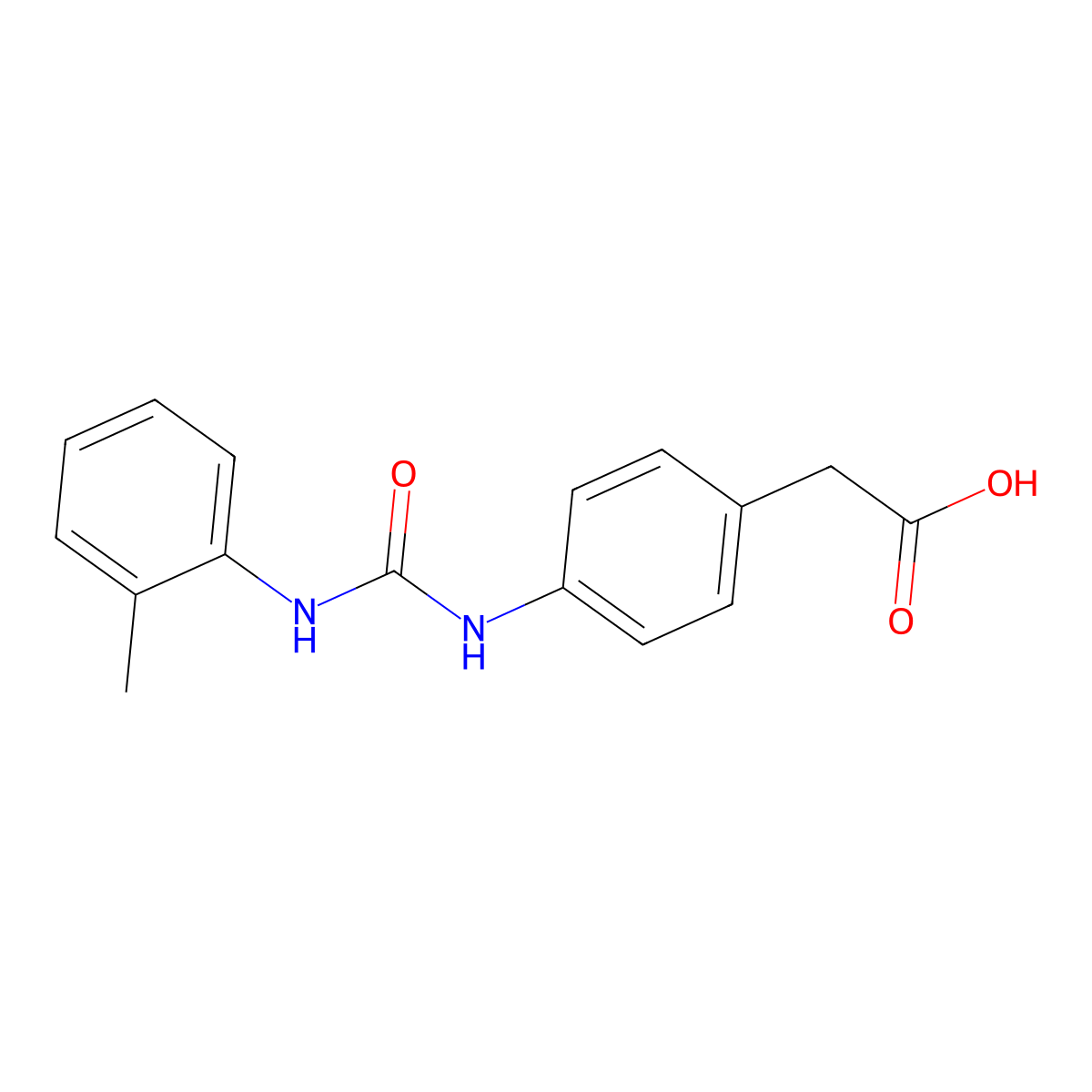4-((((2-Methylphenyl)amino)carbonyl)amino)benzeneacetic acid molecular structure, CAS 181517-99-7