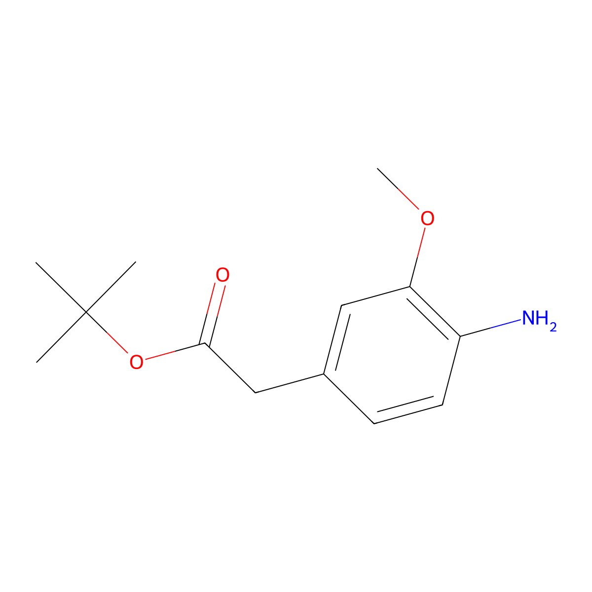 Tert-butyl 4-amino-3-methoxyphenylacetate molecular structure, CAS 181519-16-4