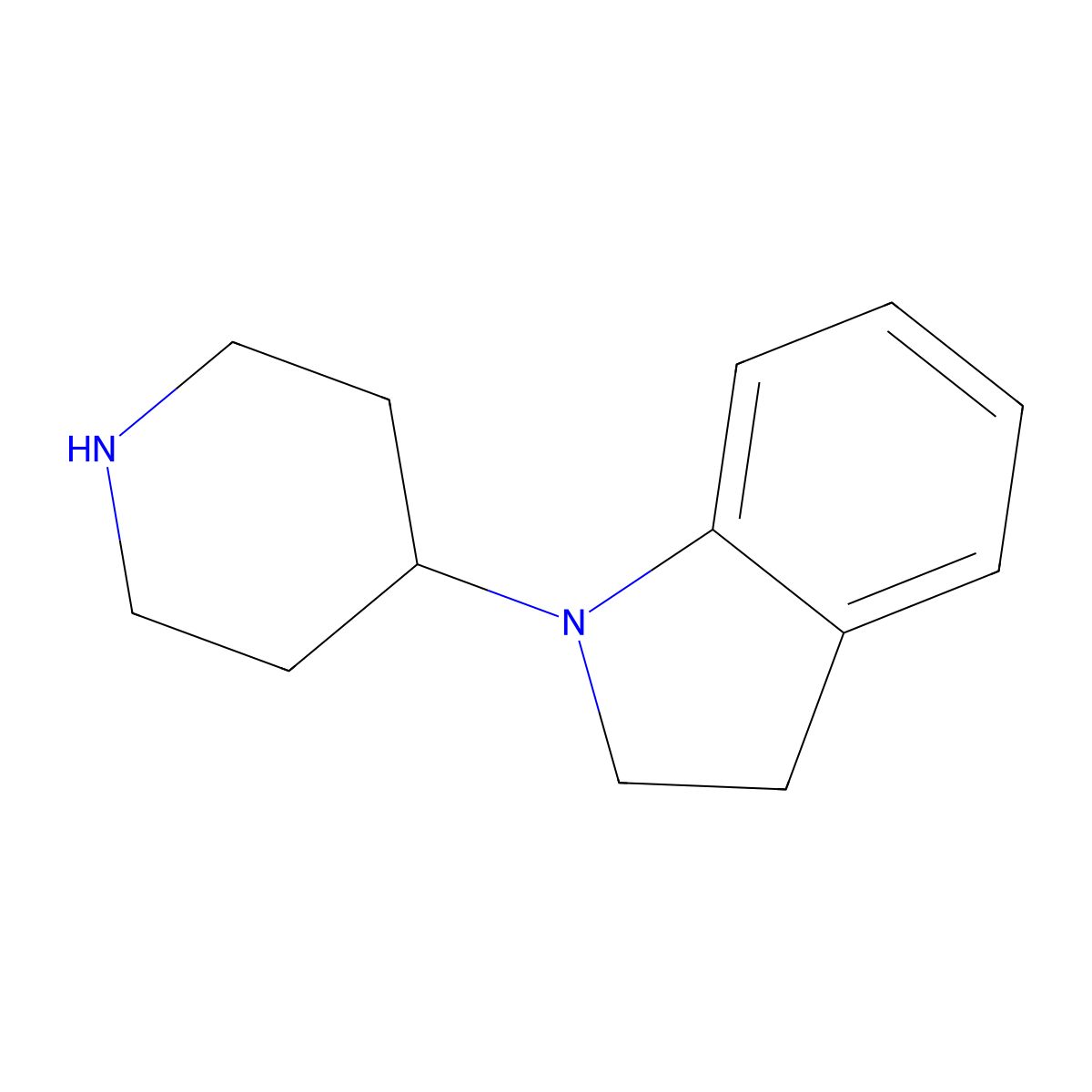 1-(piperidin-4-yl)-2,3-dihydro-1H-indole molecular structure, CAS 181525-34-8