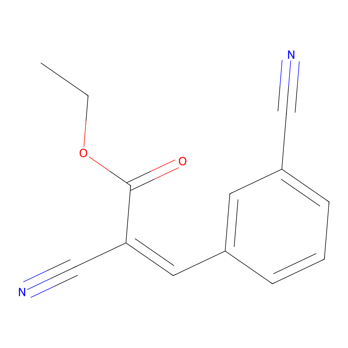 Ethyl-2-cyano-3-(3-cyanophenyl)prop-2-enoate molecular structure, CAS 18153-16-7