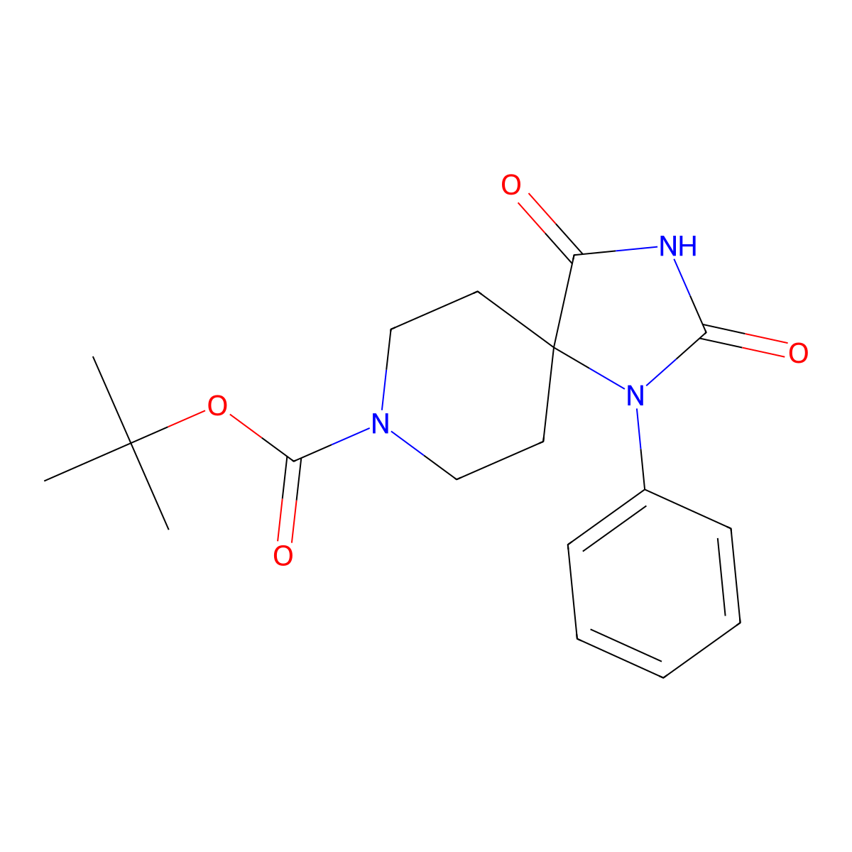 tert-Butyl 2,4-dioxo-1-phenyl-1,3,8-triazaspiro[4.5]decane-8-carboxylate molecular structure, CAS 1815591-36-6