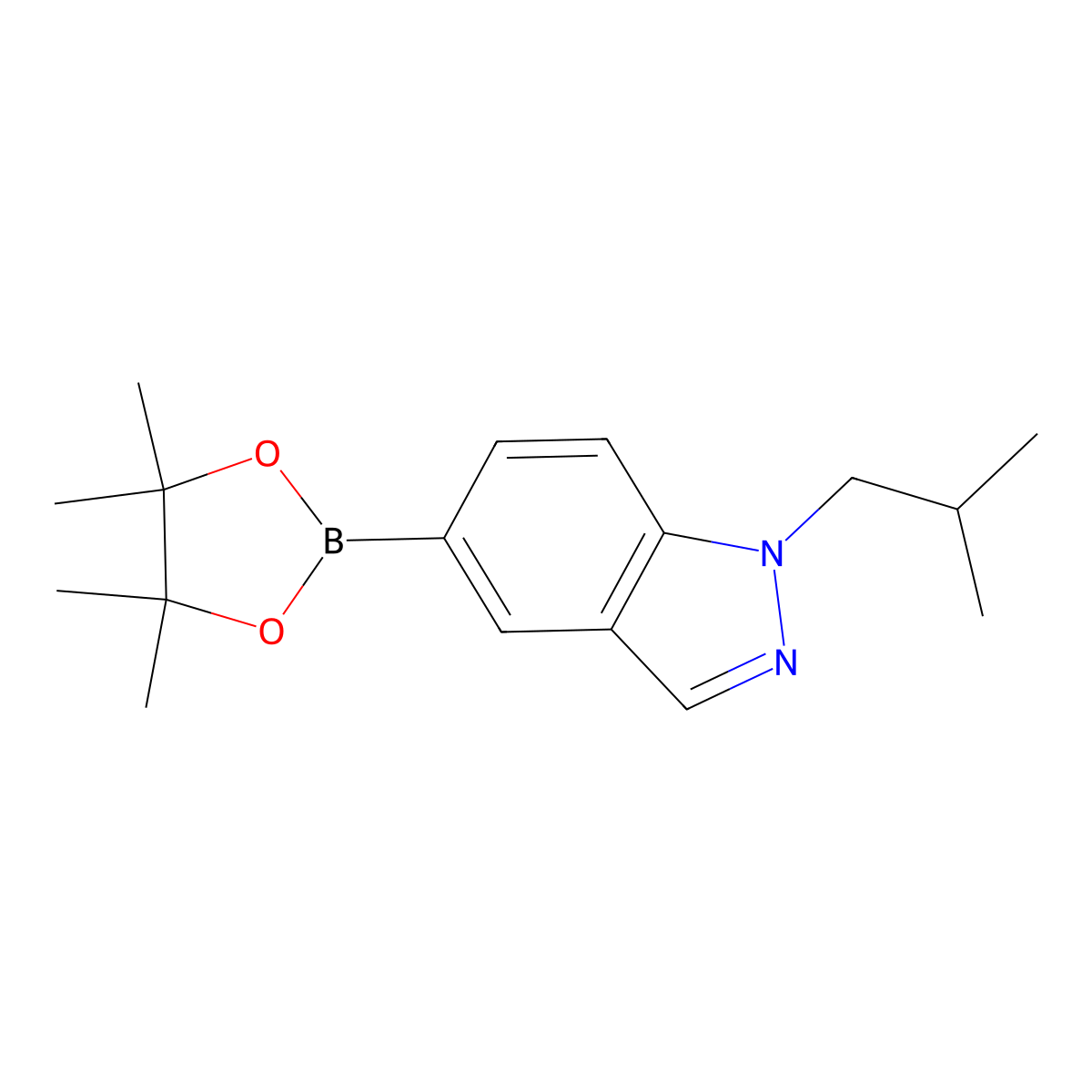 1-(2-Methylpropyl)-5-(4,4,5,5-tetramethyl-1,3,2-dioxaborolan-2-yl)-1H-indazole molecular structure, CAS 1815595-36-8