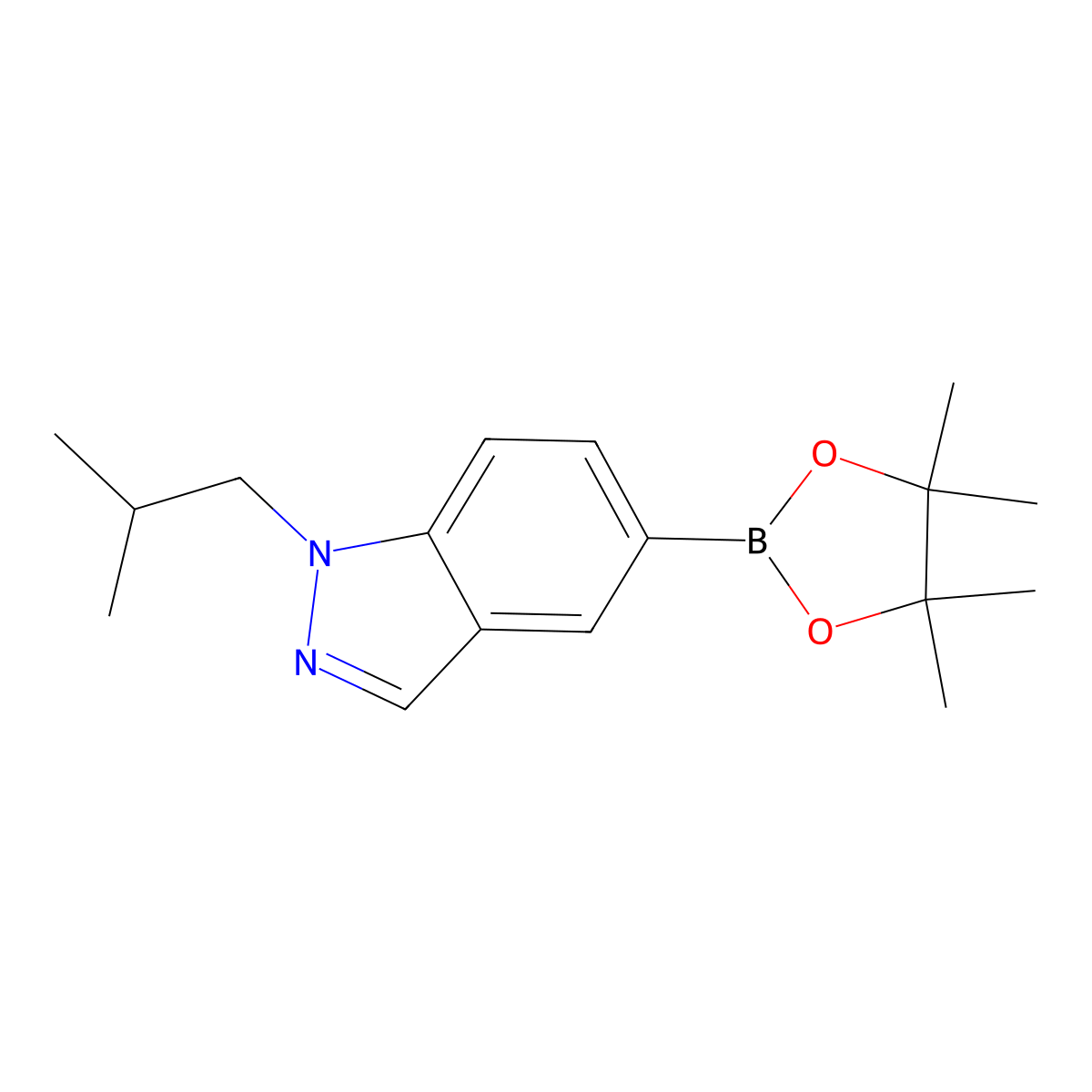1-(2-Methylpropyl)-5-(4,4,5,5-tetramethyl-1,3,2-dioxaborolan-2-yl)-1H-indazole molecular structure, CAS 1815595-36-8