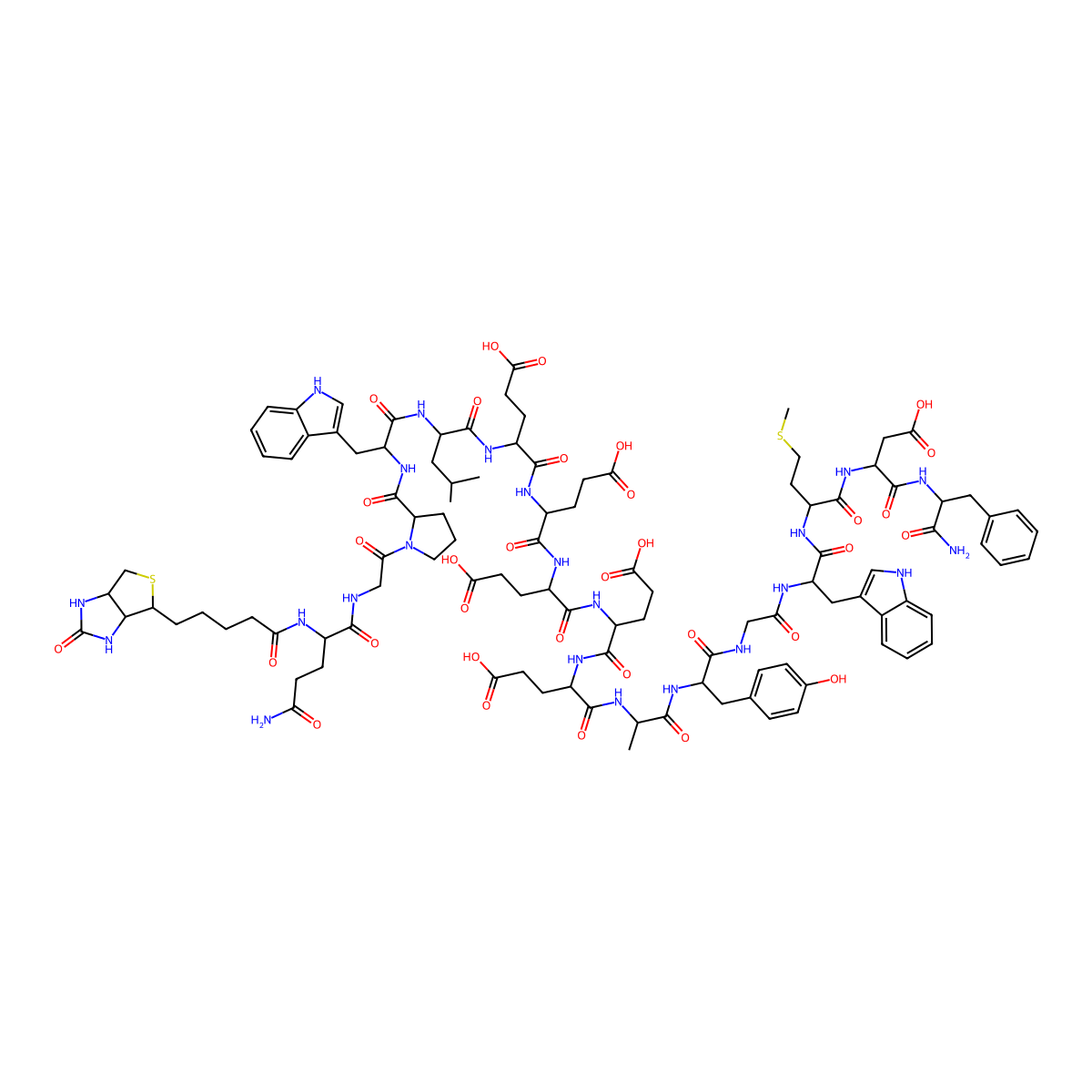 Biotinyl-(Gln1)-Gastrin I (human) molecular structure, CAS 1815618-03-1