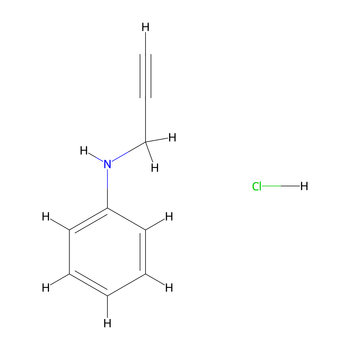 Phenyl-prop-2-ynyl-amine hydrochloride molecular structure, CAS 18158-70-8
