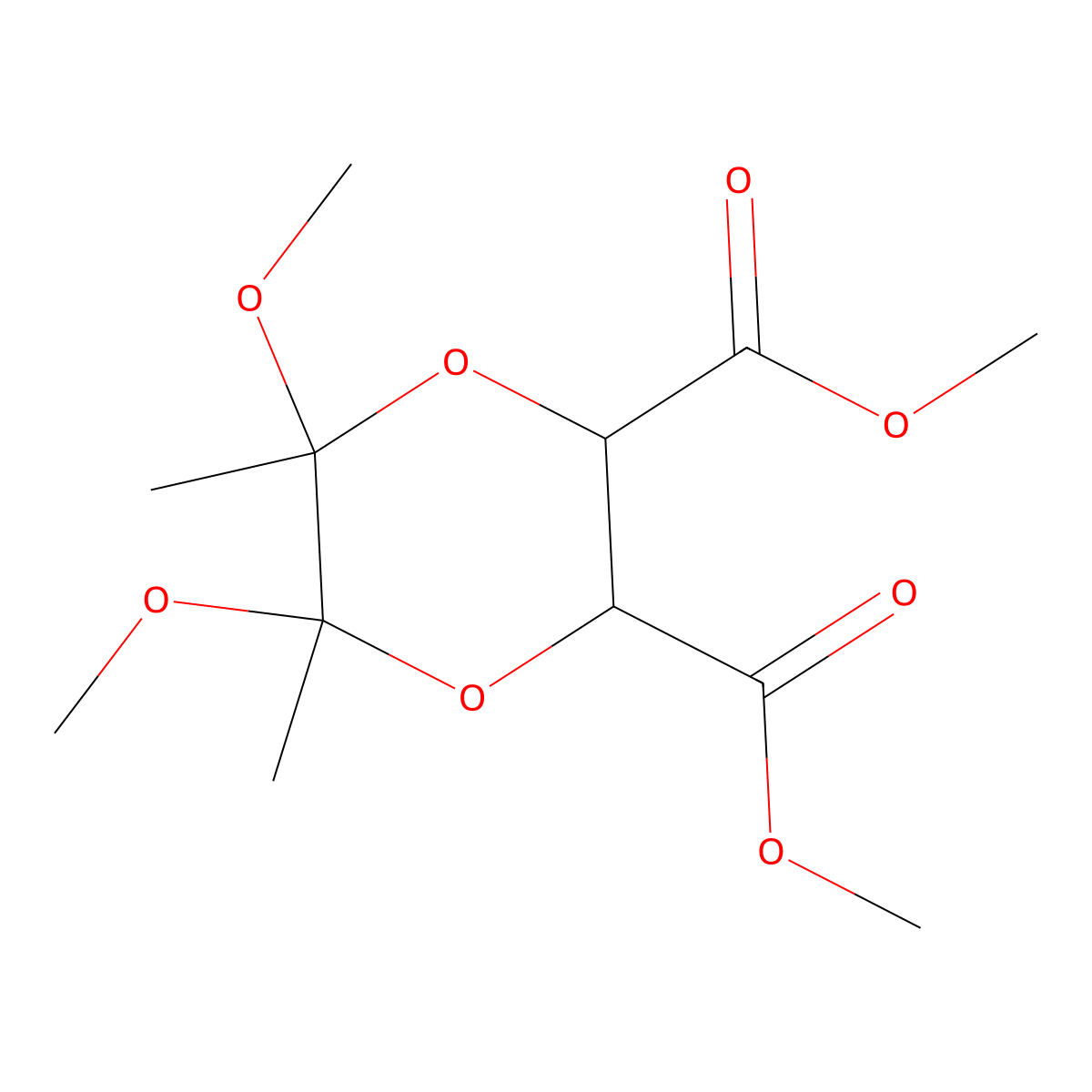 Dimethyl (2R,3R,5R,6R)-dimethoxy-5,6-dimethyl-1,4-dioxane-2,3-dicarboxylate molecular structure, CAS 181586-74-3