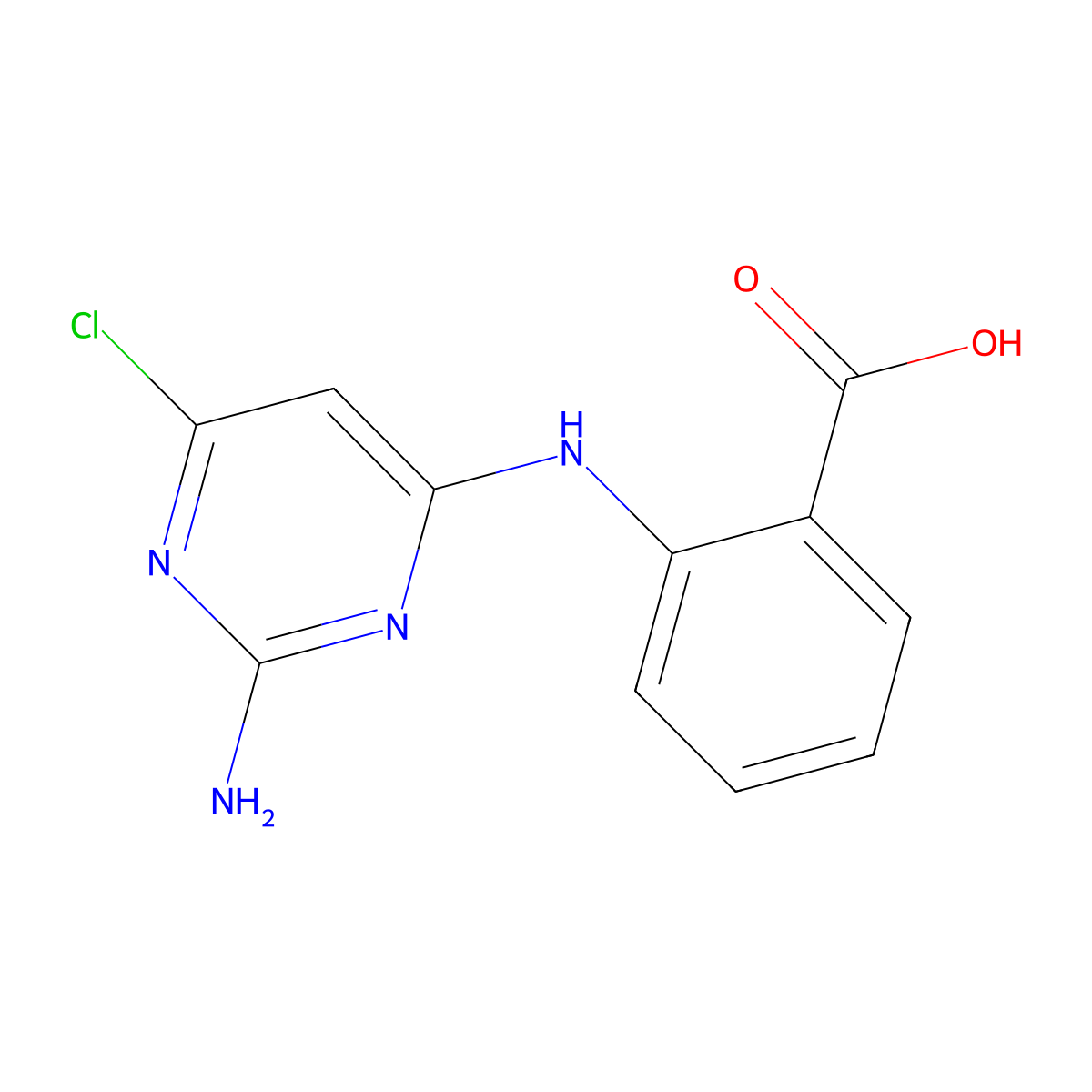 2-[(2-Amino-6-chloropyrimidin-4-yl)amino]benzoic acid molecular structure, CAS 18160-09-3