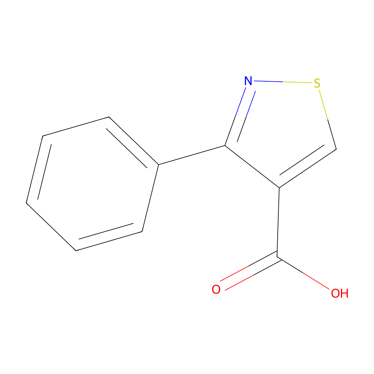 3-Phenyl-1,2-thiazole-4-carboxylic acid molecular structure, CAS 18160-82-2