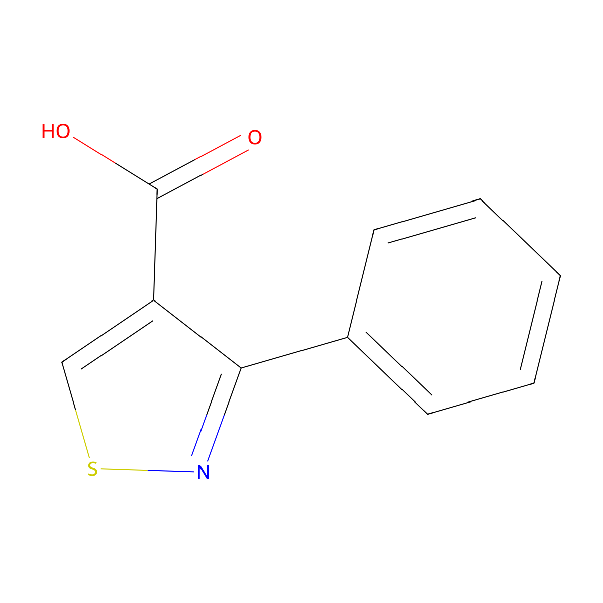 3-Phenyl-1,2-thiazole-4-carboxylic acid molecular structure, CAS 18160-82-2