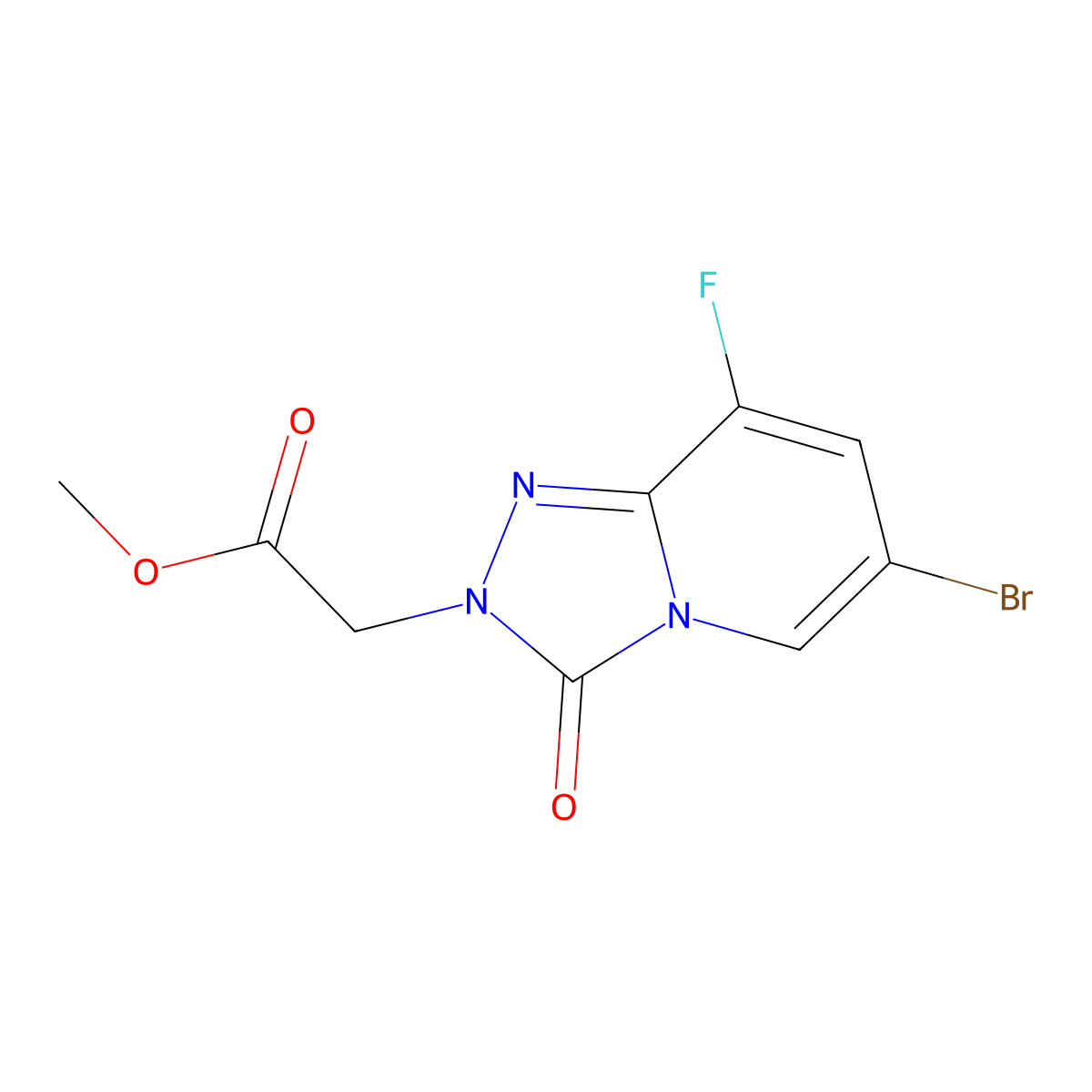 Methyl 2-(6-bromo-8-fluoro-3-oxo-[1,2,4]triazolo[4,3-A]pyridin-2(3H)-YL)acetate molecular structure, CAS 1816253-23-2