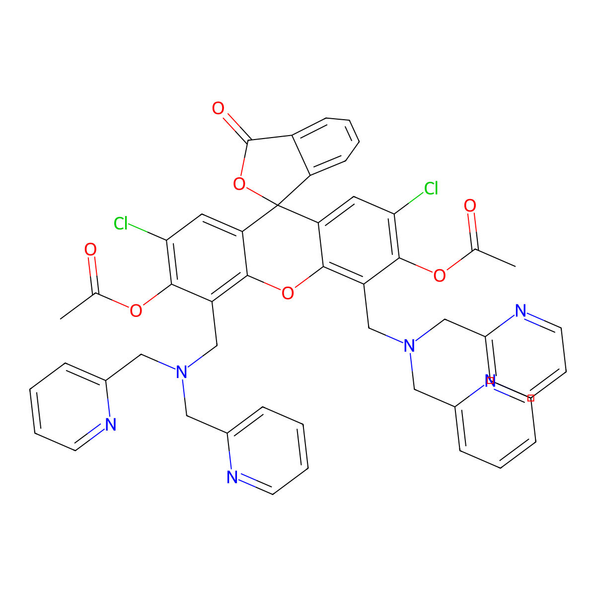 [6'-Acetyloxy-4',5'-bis[[bis(pyridin-2-ylmethyl)amino]methyl]-2',7'-dichloro-3-oxospiro[2-benzofuran-1,9'-xanthene]-3'-yl] acetate molecular structure, CAS 1816254-69-9