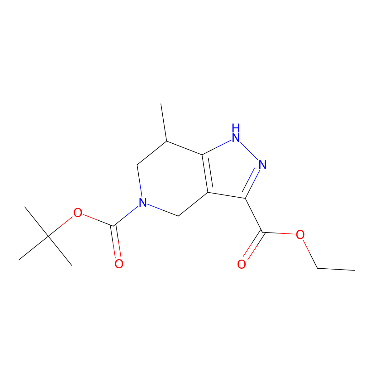 O5-Tert-butyl O3-ethyl 7-methyl-2,4,6,7-tetrahydropyrazolo[4,3-C]pyridine-3,5-dicarboxylate molecular structure, CAS 1816271-94-9
