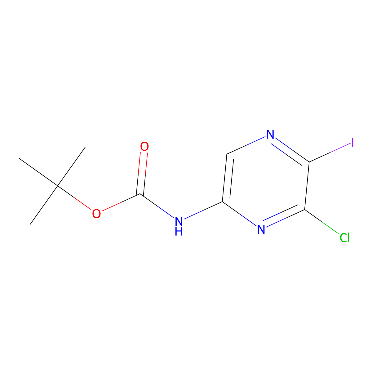 tert-butyl N-(6-chloro-5-iodopyrazin-2-yl)carbamate molecular structure, CAS 1816294-02-6
