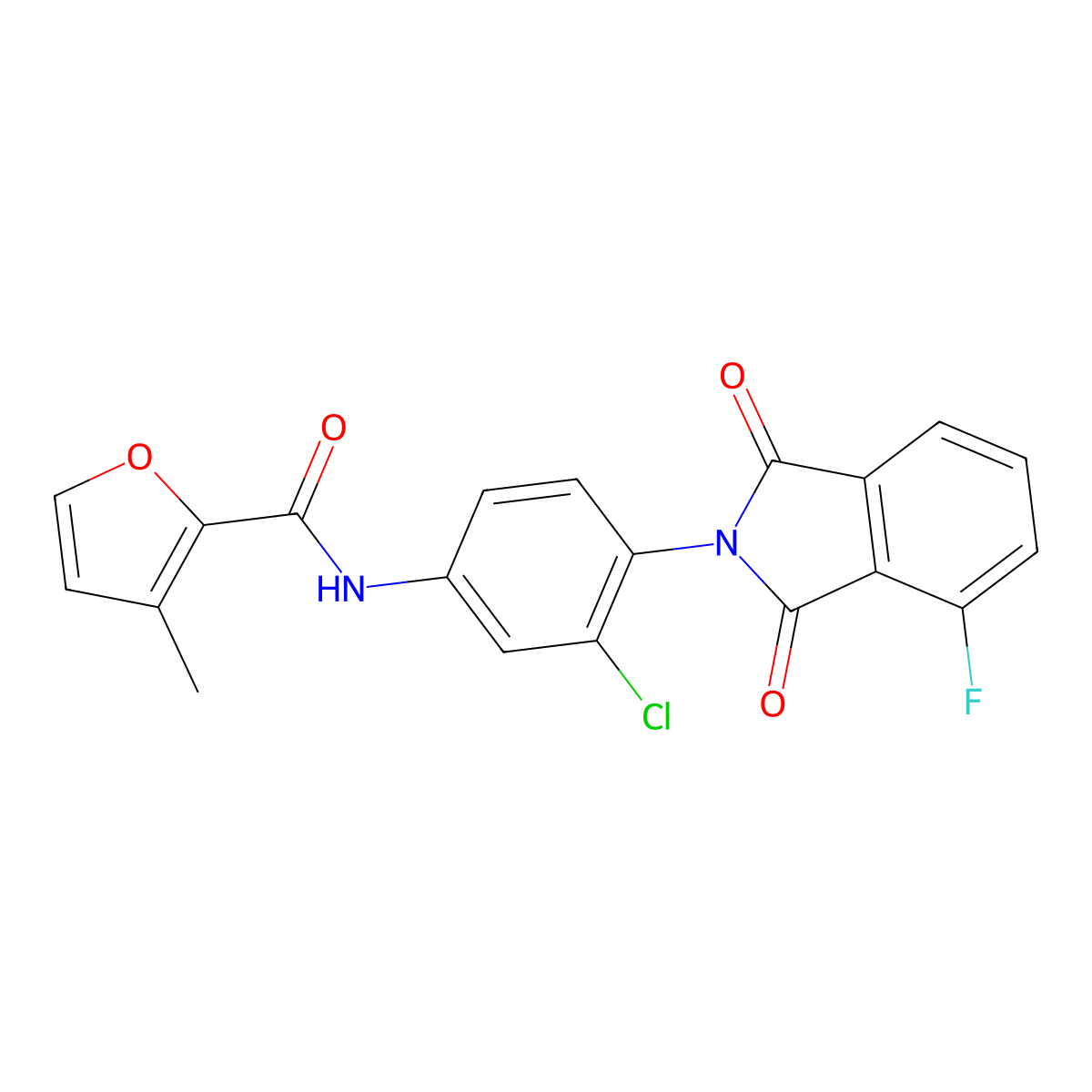 N-(3-chloro-4-(4-fluoro-1,3-dioxoisoindolin-2-yl)phenyl)-3-methylfuran-2-carboxamide molecular structure, CAS 1816301-67-3
