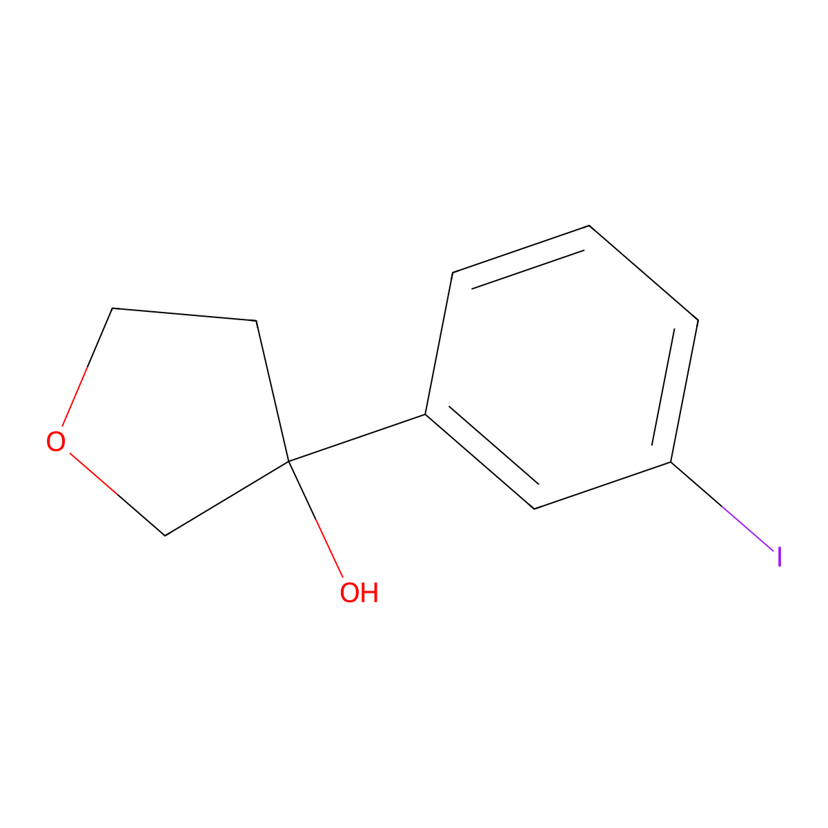 3-(3-Iodophenyl)tetrahydrofuran-3-ol molecular structure, CAS 1816302-22-3