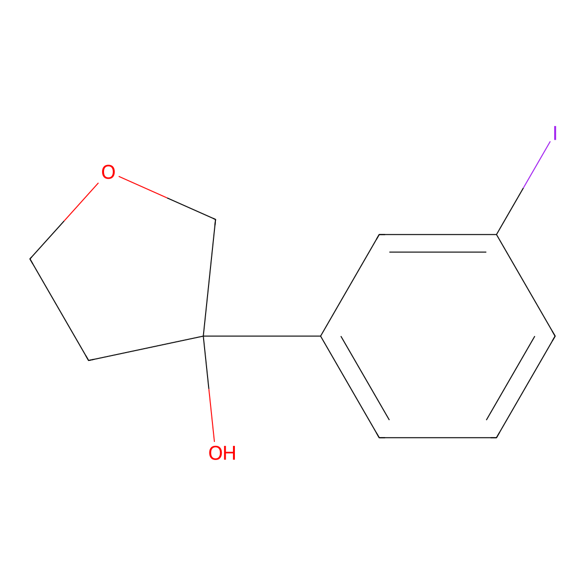3-(3-Iodophenyl)tetrahydrofuran-3-ol molecular structure, CAS 1816302-22-3