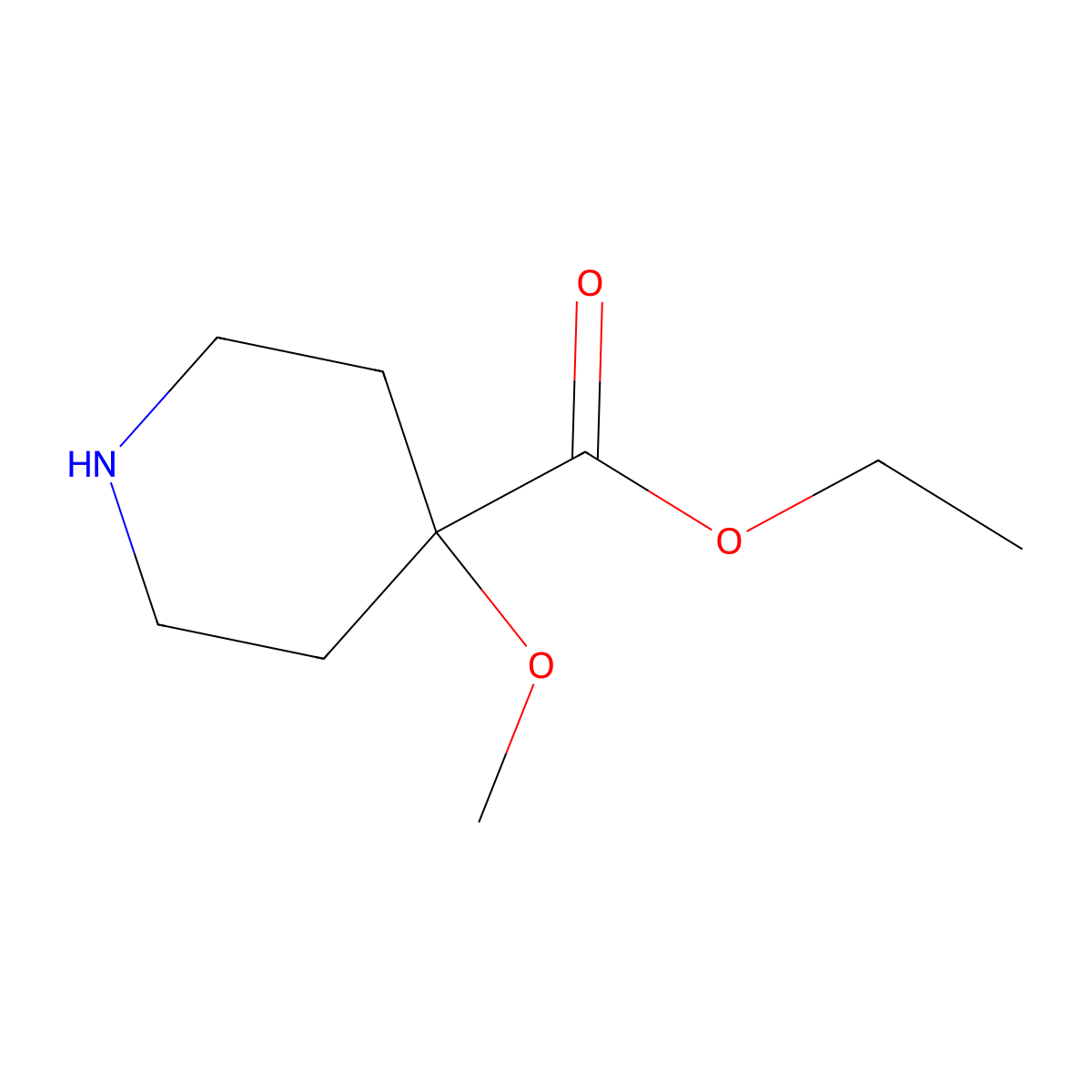 Ethyl 4-methoxypiperidine-4-carboxylate molecular structure, CAS 1816307-46-6