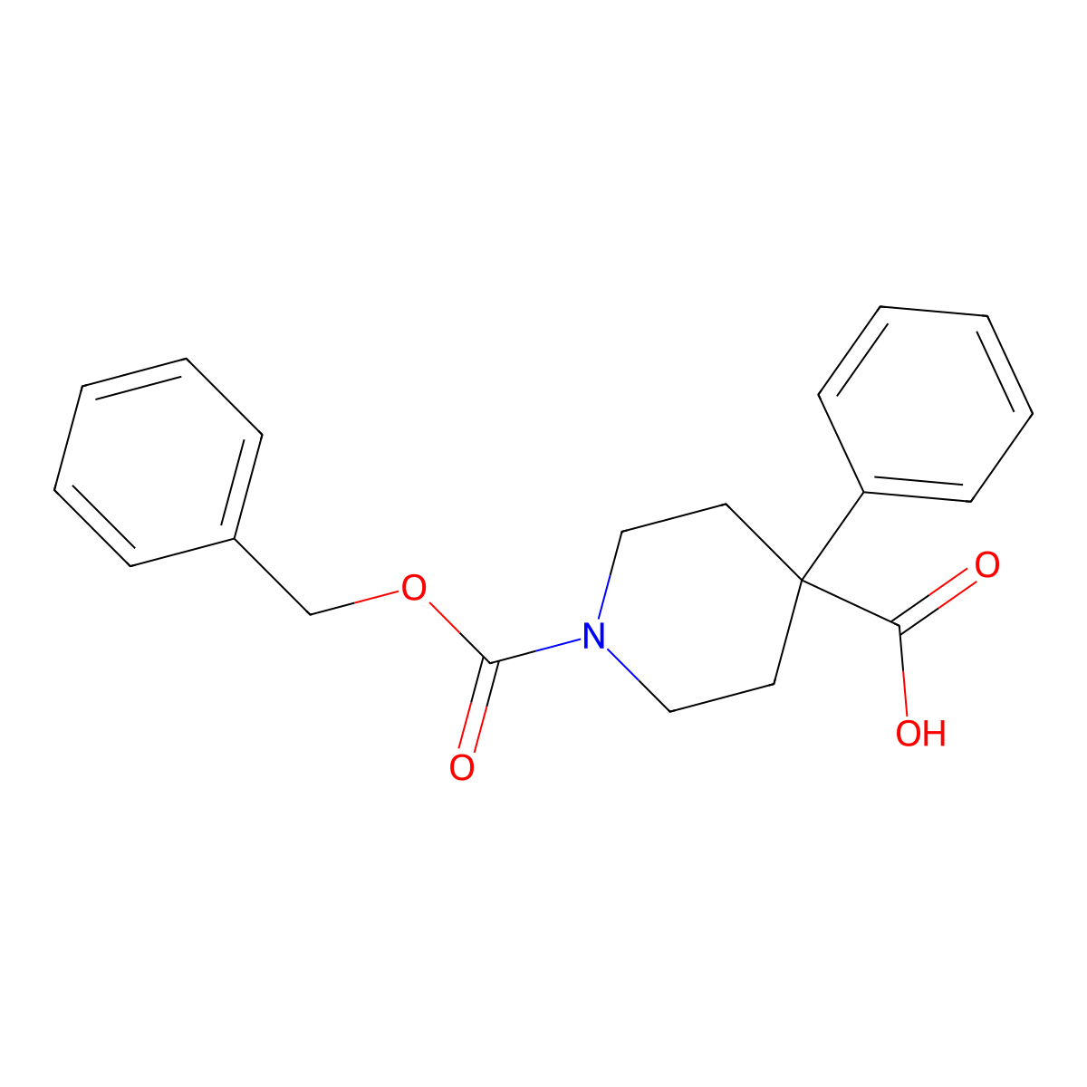 1-(Benzyloxycarbonyl)-4-phenylpiperidine-4-carboxylic acid molecular structure, CAS 181641-61-2
