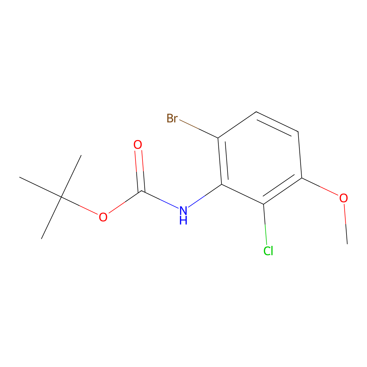 Tert-butyl (6-bromo-2-chloro-3-methoxyphenyl)carbamate molecular structure, CAS 1816992-70-7