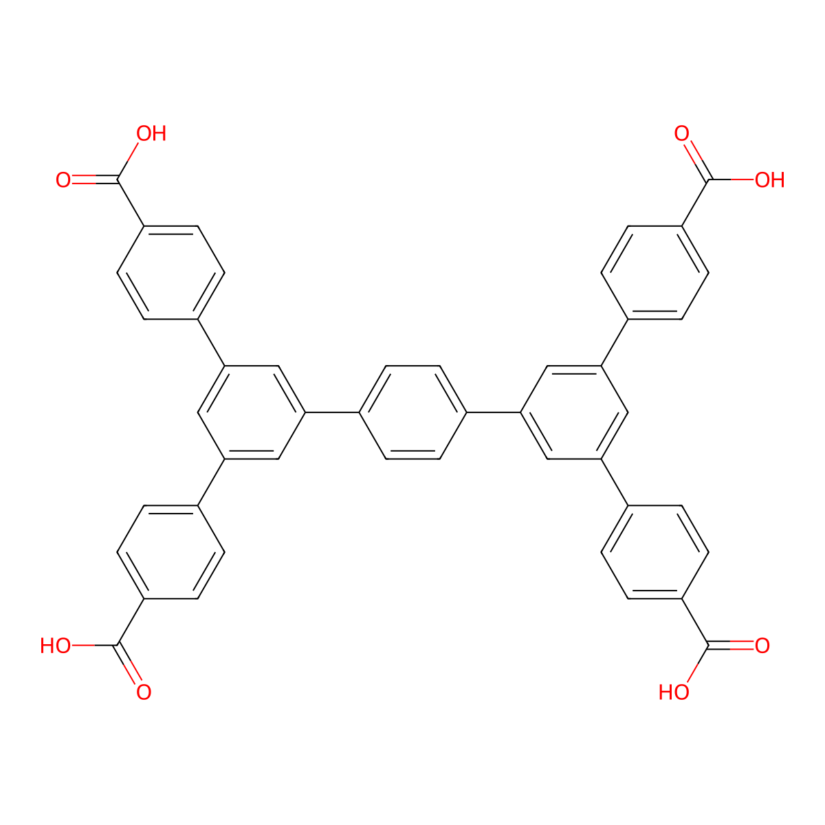 5,5-Bis(4-carboxyphenyl)[1,1:3,1:4,1:3,1-quinquephenyl]-4,4-dicarboxylic acid molecular structure, CAS 1816997-25-7