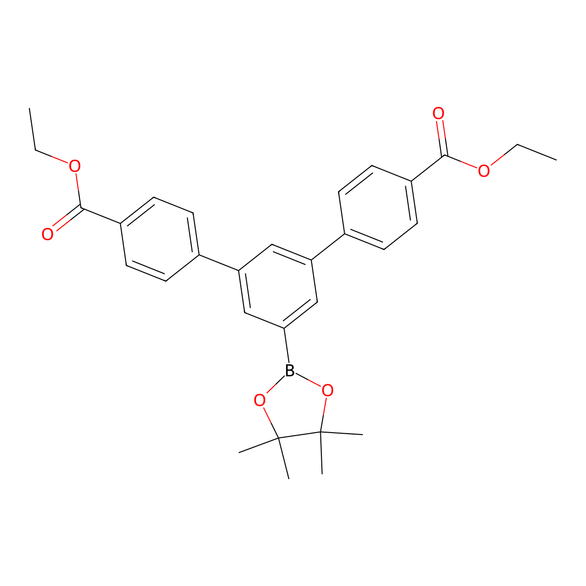 Diethyl 5'-(4,4,5,5-tetramethyl-1,3,2-dioxaborolan-2-yl)-[1,1':3',1''-terphenyl]-4,4''-dicarboxylate molecular structure, CAS 1816997-27-9