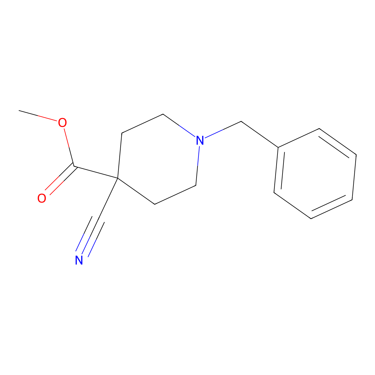 Methyl 1-benzyl-4-cyanopiperidine-4-carboxylate molecular structure, CAS 1817003-33-0