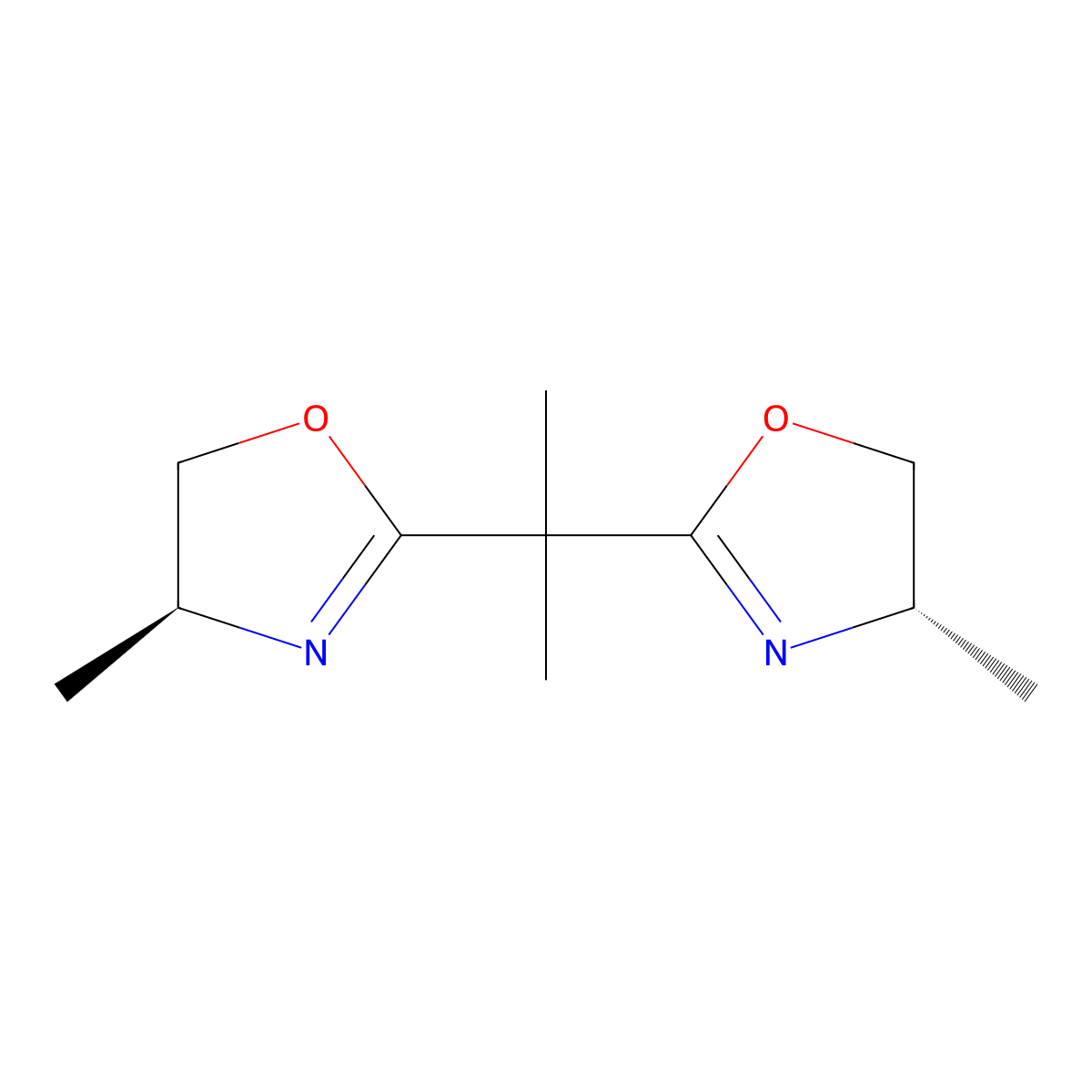 (4S,4'S)-2,2'-(Propane-2,2-diyl)bis(4-methyl-4,5-dihydrooxazole) molecular structure, CAS 181708-51-0