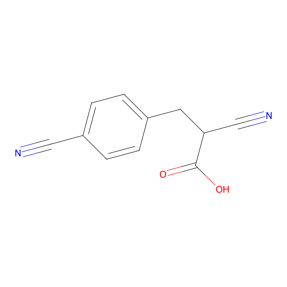 2-Cyano-3-(4-cyanophenyl)propanoic acid molecular structure, CAS 18176-71-1
