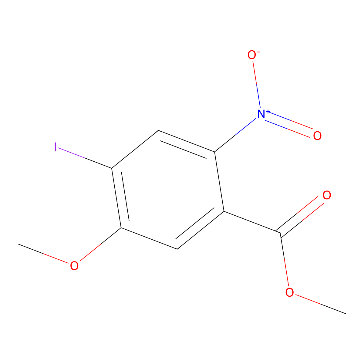 Methyl 4-iodo-5-methoxy-2-nitrobenzoate molecular structure, CAS 1817630-43-5