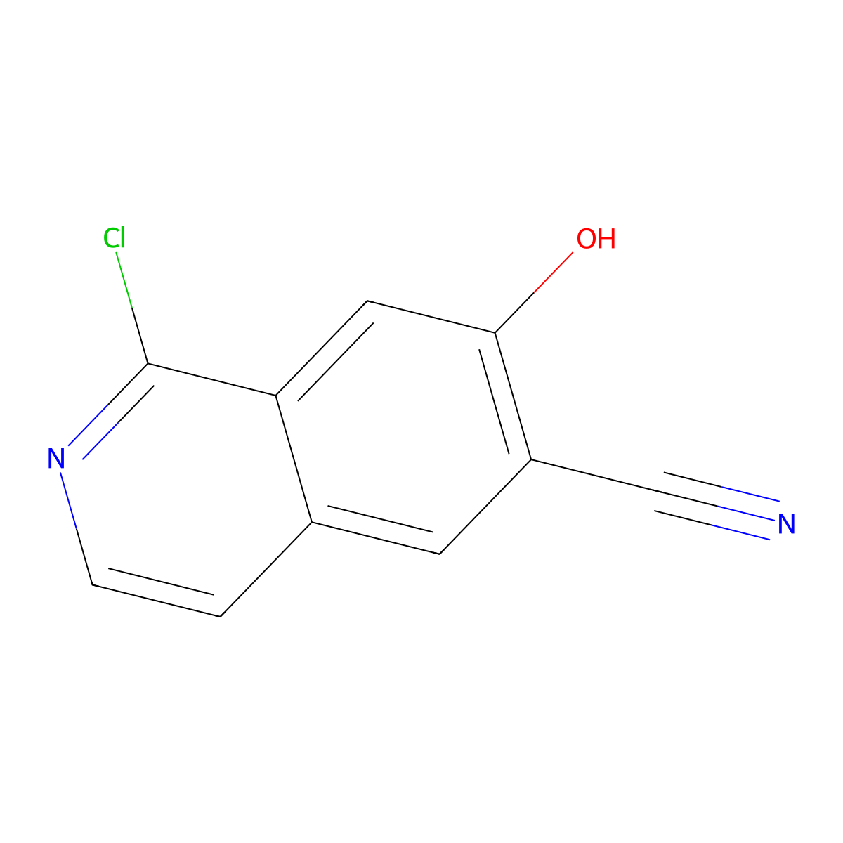 1-Chloro-7-hydroxyisoquinoline-6-carbonitrile molecular structure, CAS 1817630-57-1