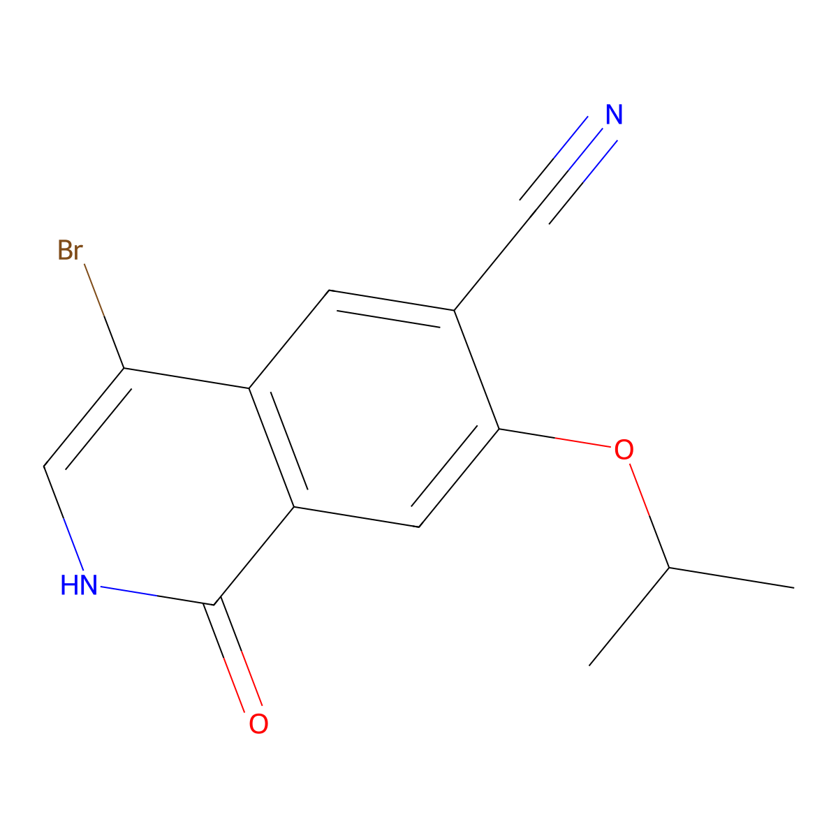 4-bromo-1-oxo-7-propan-2-yloxy-2H-isoquinoline-6-carbonitrile molecular structure, CAS 1817630-77-5