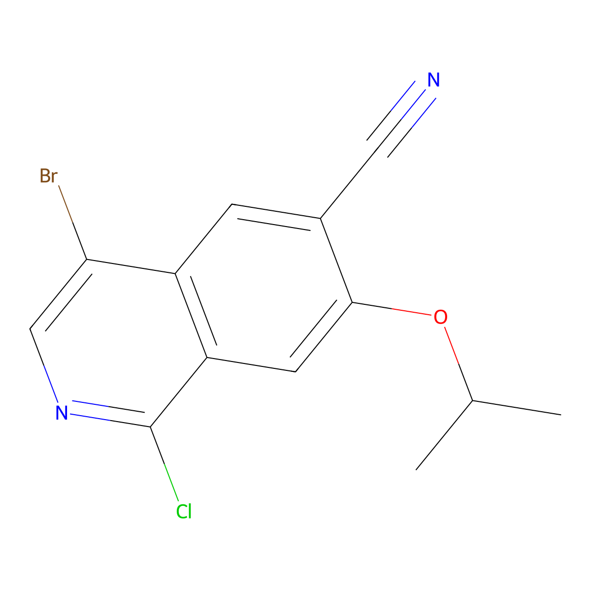 4-Bromo-1-chloro-7-isopropoxyisoquinoline-6-carbonitrile molecular structure, CAS 1817630-78-6